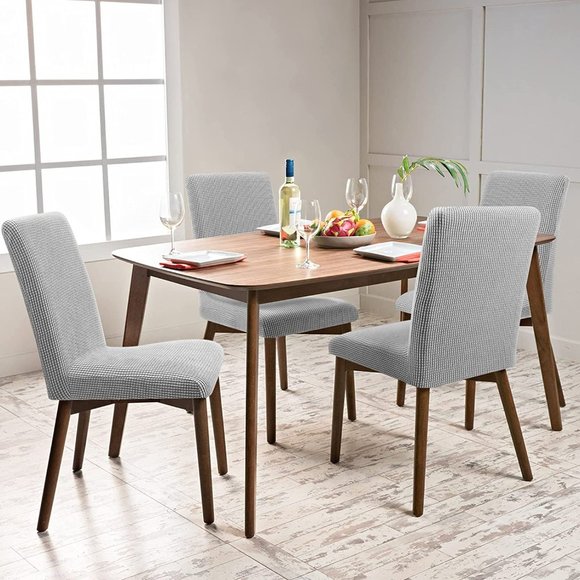 Dining Chair Covers Set of 4 Washable Stretch Slipcovers Medium Gray - Picture 7 of 7